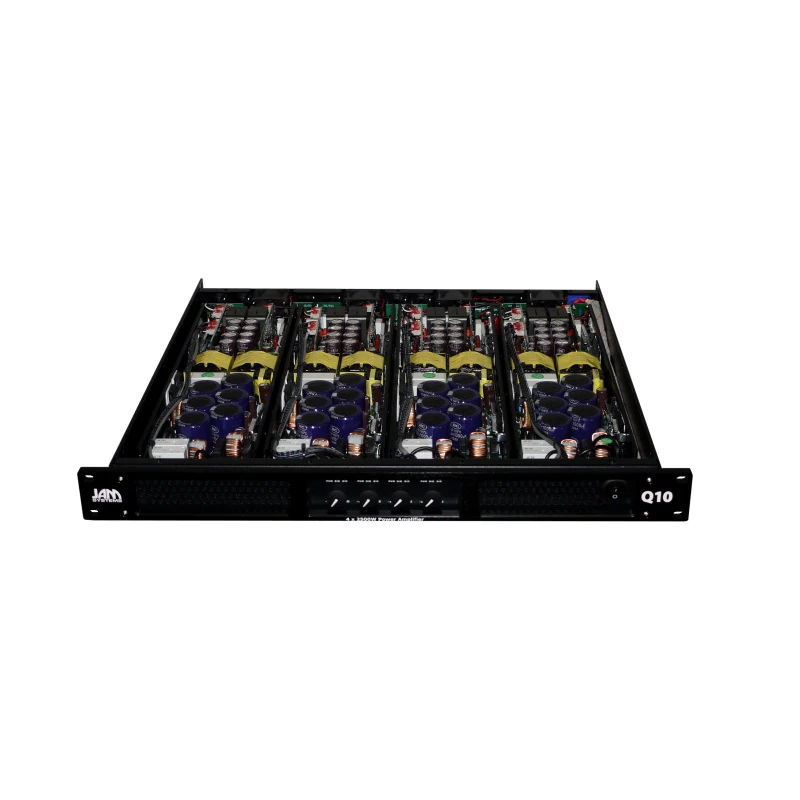 JAM Systems Q10 with cover removed, showing four amplifier modules