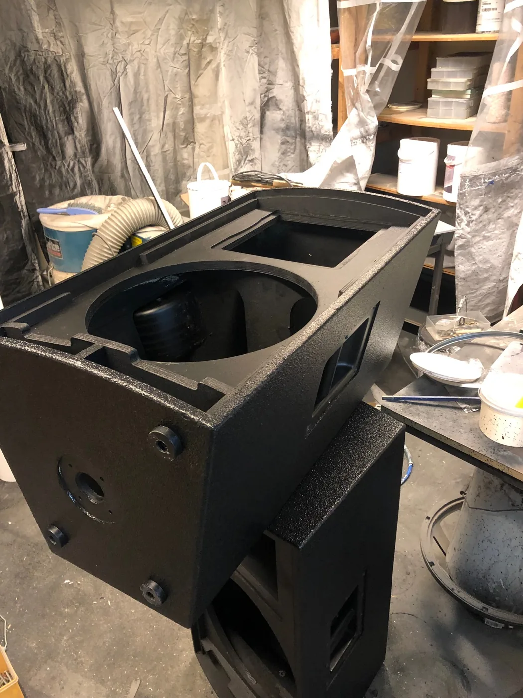 MT1514 cabinet shells during workshop preparation
